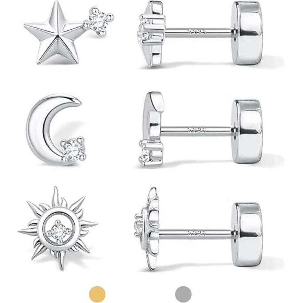 Flat Back Stud Earrings For Men, Hypoallergenic 1… - image 6